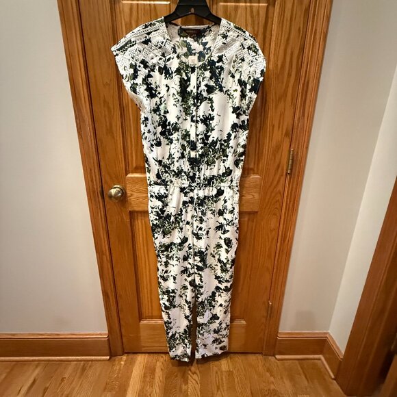 Ranna Gill Aida Embroidered Green/White Floral Jumpsuit, NWT SZ L - Picture 7 of 12